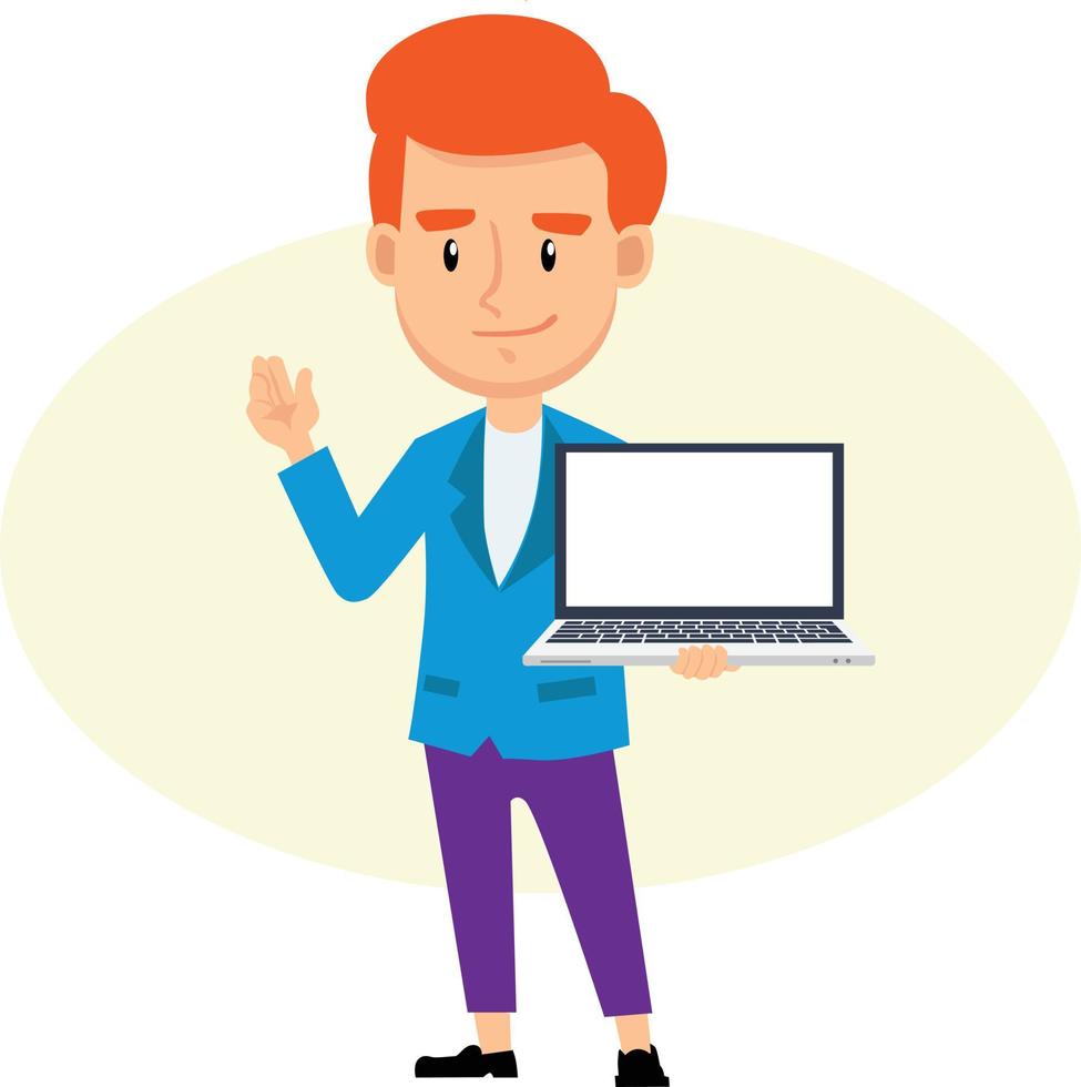 man-waving-with-laptop-free-vector