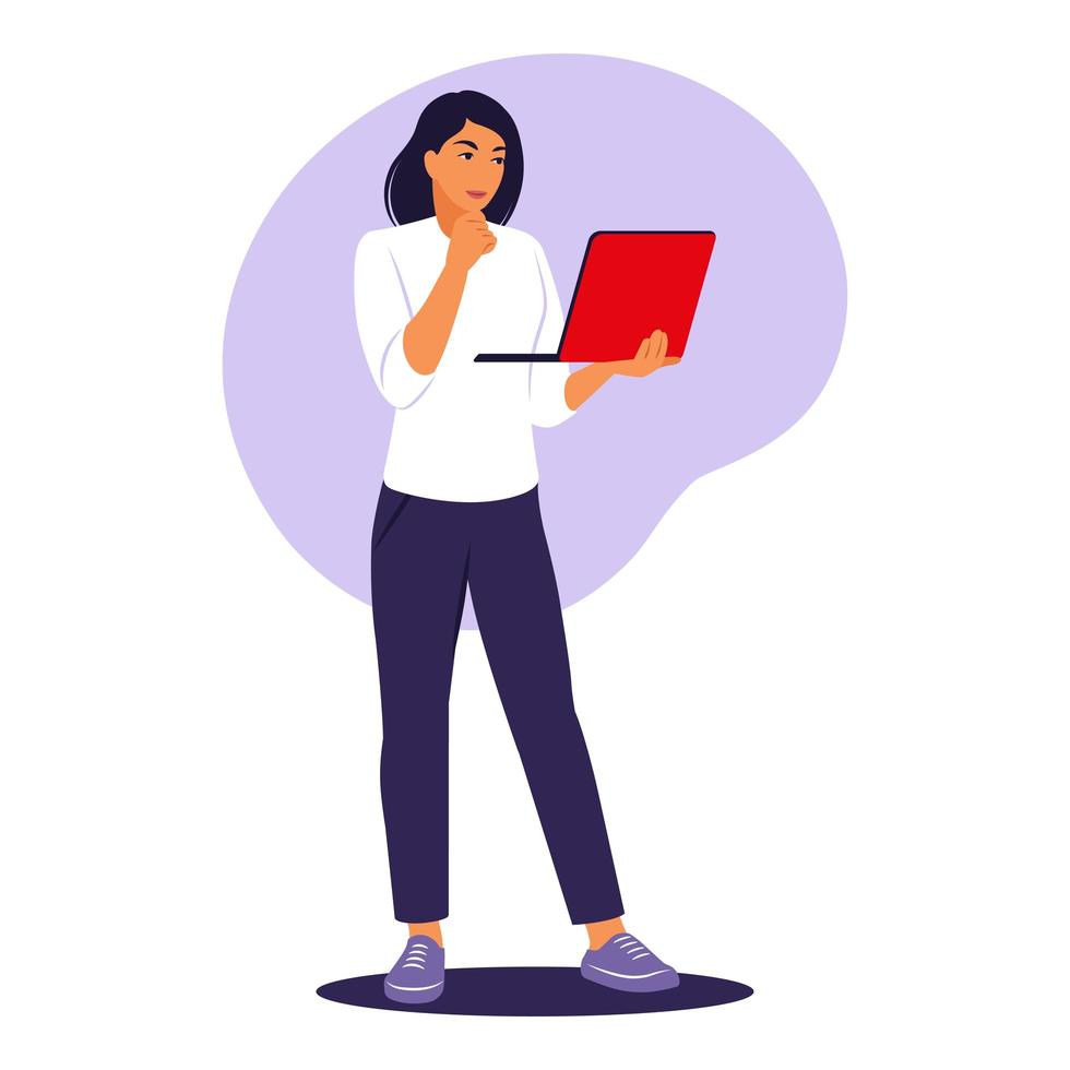 woman-standing-with-laptop-office-worker-remote-job-concept-illustration-flat-vector